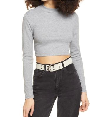 Women Crop Tops Knit Crop Top Cotton Long Sleeves Crop Top Mock Neck Crop Top Tee Blouses