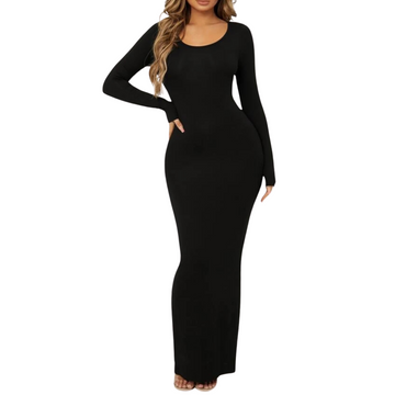 Women Long Dress Bodycon Maxi Dress Round Neck Pencil Dress Long Sleeves Maxi Dress Party Long Dress Phoebe Dress Knit Slim Long Sleeves Maxi Dress Custom Length