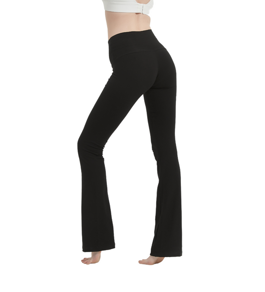 High Waisted Flare Pants Cotton Yoga Pants Bootcut Pants Wide Leg Pants Exercise Pants Spandex Leggings Work Out Pants 28", 30" Inseam for petite